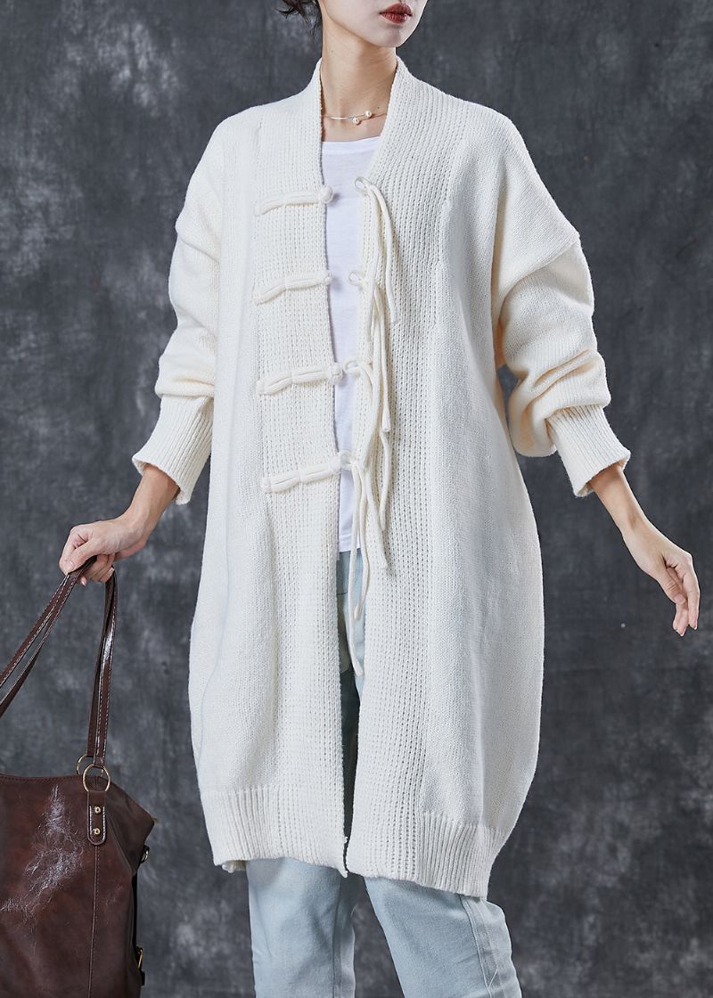 Boheemse Witte Oversized Chinese Knoopgebreide Vesten Lente