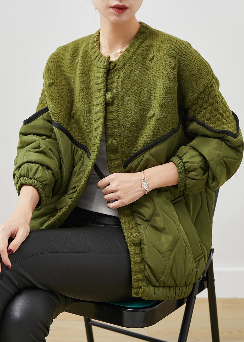 Boutique Groene Oversized Patchwork Gebreide Vesten Lente