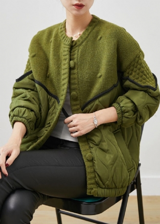 Boutique Groene Oversized Patchwork Gebreide Vesten Lente