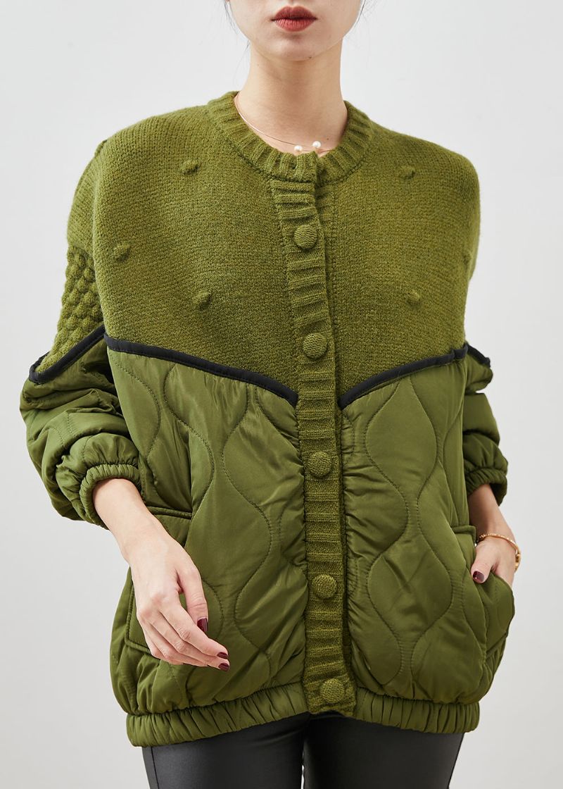 Boutique Groene Oversized Patchwork Gebreide Vesten Lente - Dames cardigans