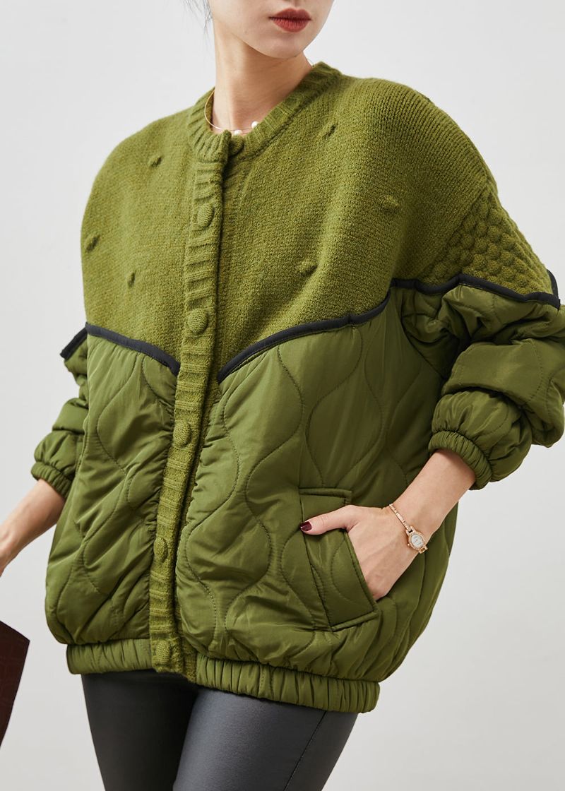 Boutique Groene Oversized Patchwork Gebreide Vesten Lente - Dames cardigans