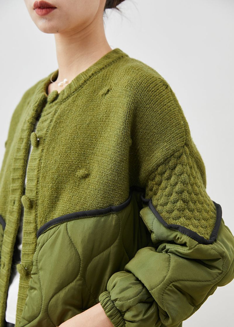 Boutique Groene Oversized Patchwork Gebreide Vesten Lente - Dames cardigans