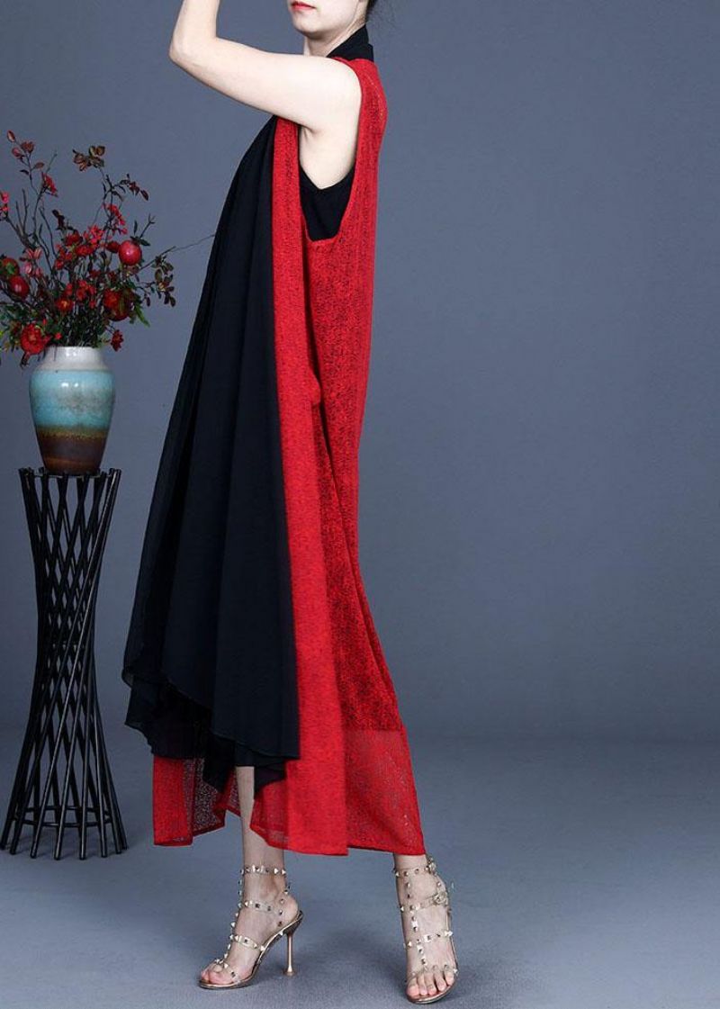 Boutique Rood Asymmetrisch Zomer Maxi-vest Zonder Mouwen - Rood