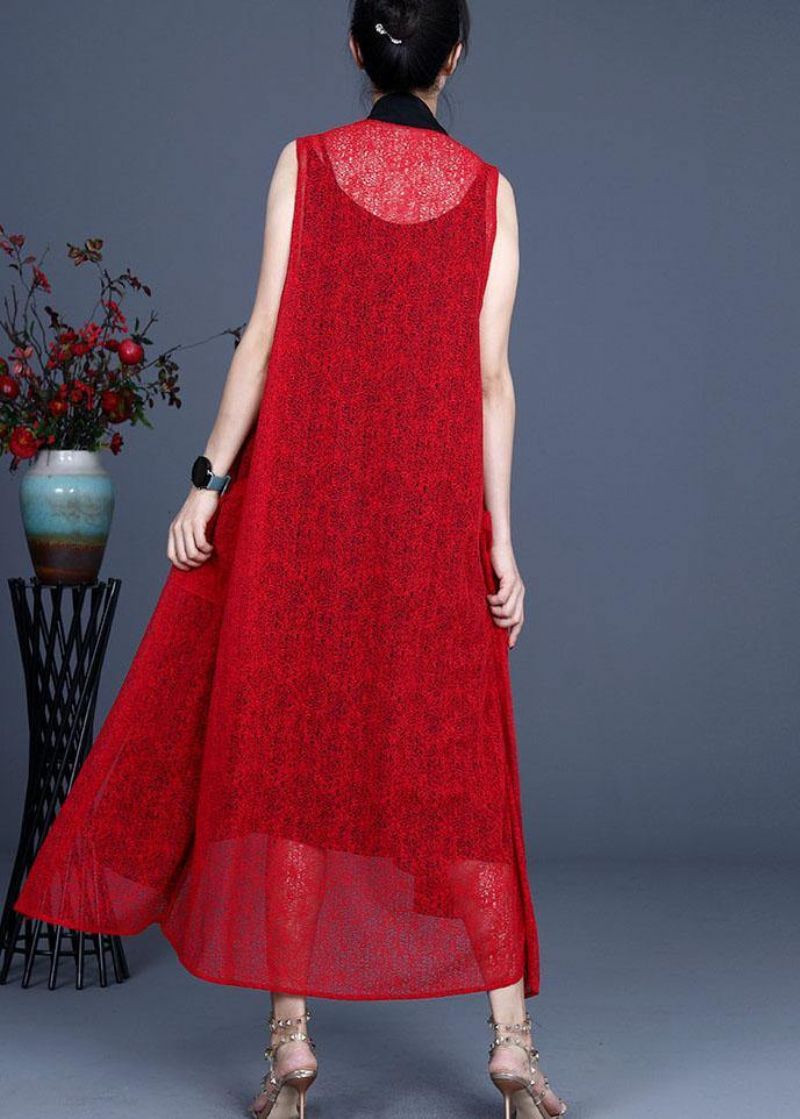 Boutique Rood Asymmetrisch Zomer Maxi-vest Zonder Mouwen - Rood