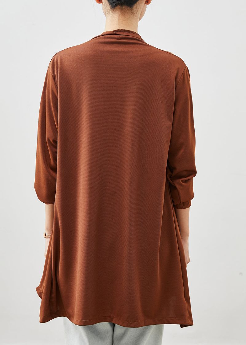 Caramel Patchwork Katoenen Vesten Asymmetrische Lente - Dames cardigans