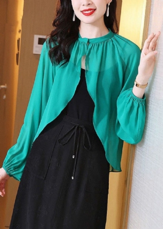 Dames Groen Oversized Chiffon Upf 50+ Vest Lente