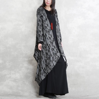 Donkergrijs Jassen Oversized Asymmetrische Winterjas Modieuze Patchwork Lange Met Mouwen