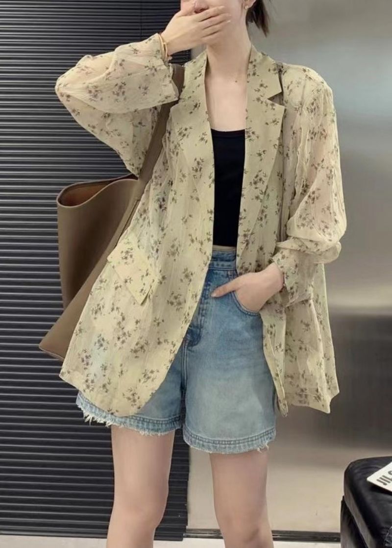 Eenvoudige Zwarte Oversized Print Chiffon Upf 50+ Jas Lente - Dames cardigans