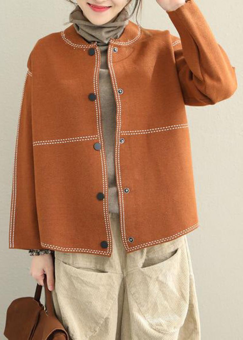 Fijne Losse Button-down Trui Jas Dames Casual Tops - Beige