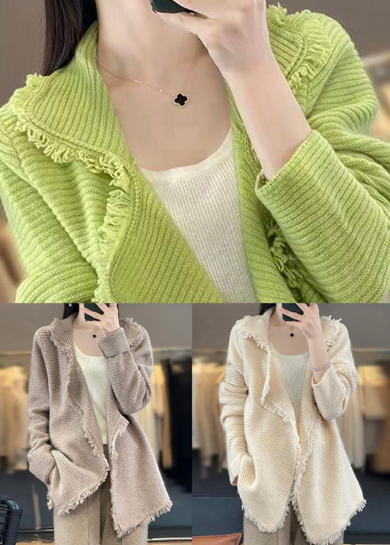 Frans Beige Kwastjes Patchwork Gezellig Wollen Vest Herfst - Dames cardigans