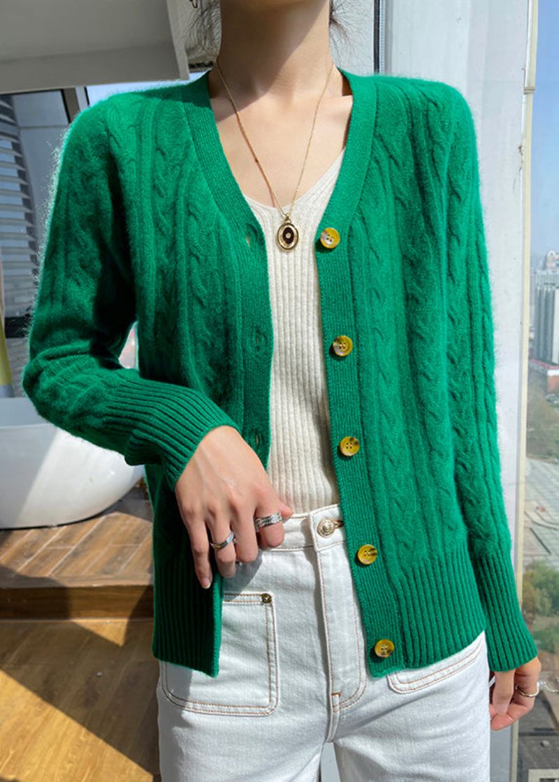 Getailleerd Abrikoos V-hals Knop Kasjmier Vest Lente - Dames cardigans