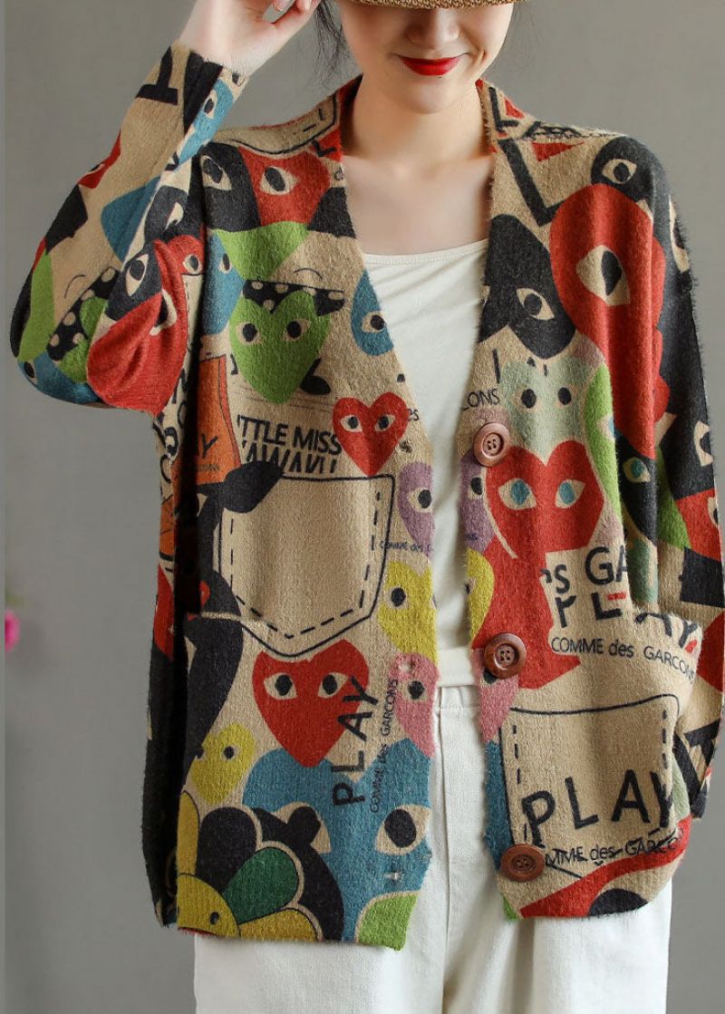 Getailleerd Zwart Rood Oversized Print Nertsenhaar Gebreid Vest Lente - Zwart Rood