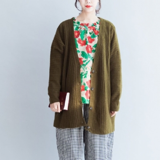 Groene Casual Gestreepte Gebreide Blouse Grote Maat Truien Met Lange Mouwen Vesten Warme Herfst 2024