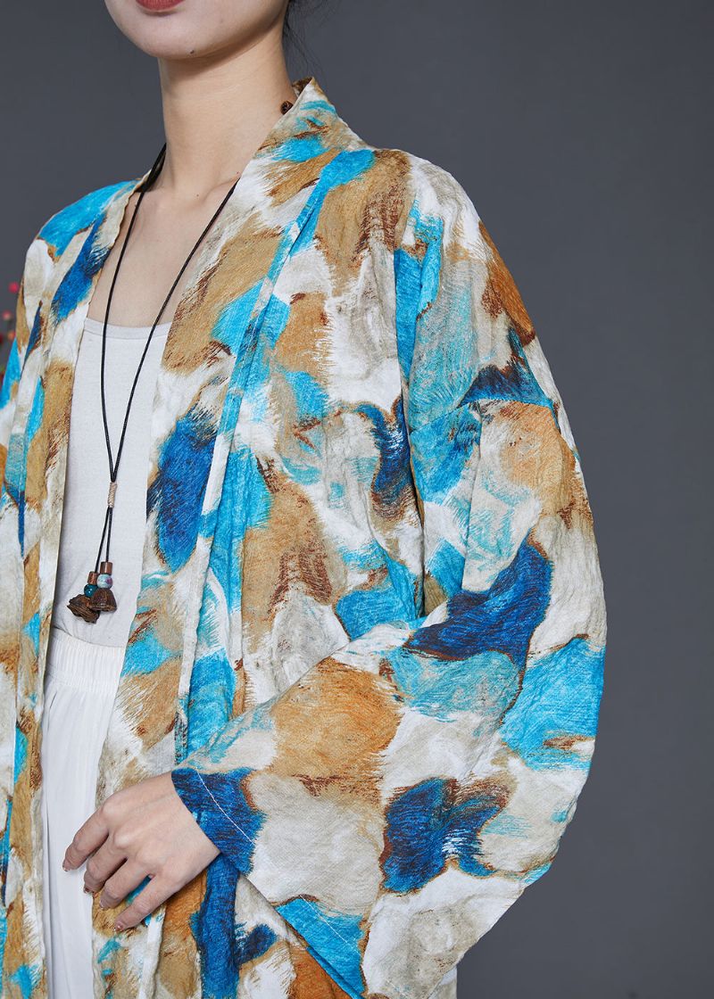 Grote Maat Blauwe Oversized Tie-dye Katoenen Vesten Lente - Dames cardigans