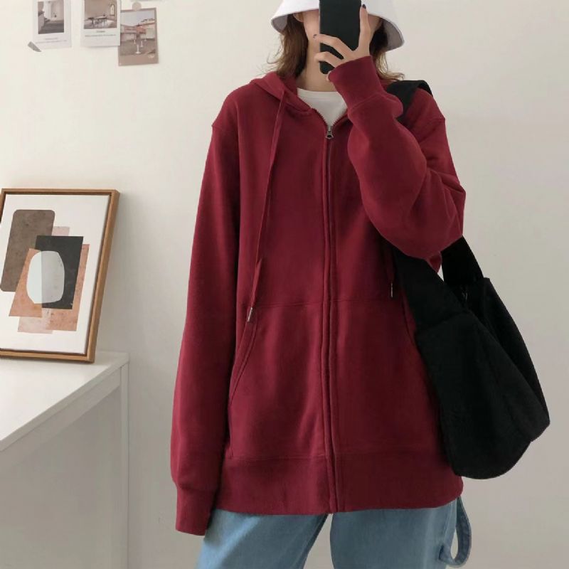 Herfst Grijze Casual Katoenen Jassen Dikke Oversized Korte Vesten Met Capuchon En Lange Mouwen Uitloper - Dames cardigans