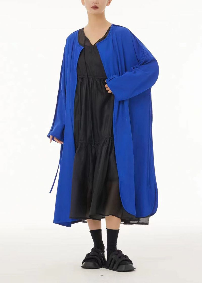 Modern Zwart Oversized Chiffon Vest Aan De Zijkant Met Open Kwast Lente - Dames cardigans