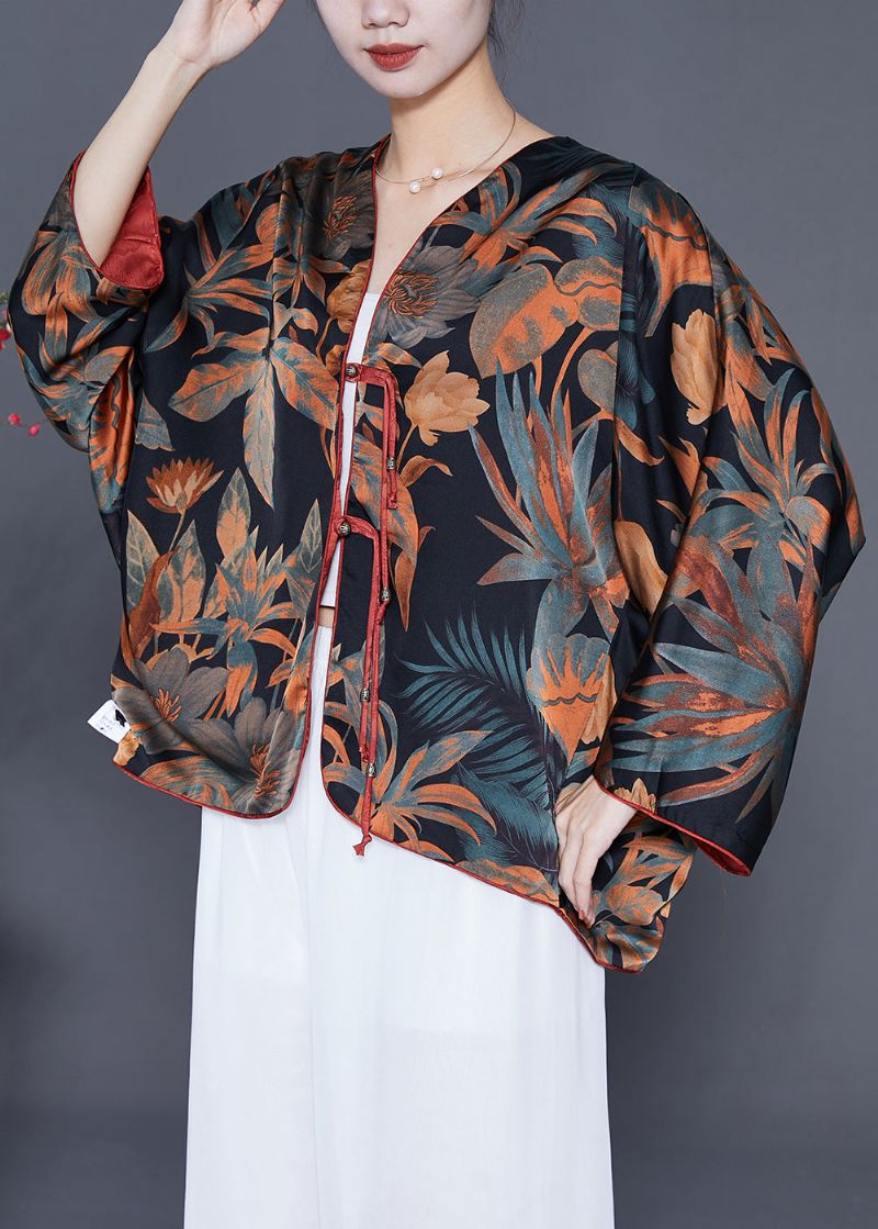 Moderne Zwarte Oversized Printkleding Aan Beide Zijden Vesten Lente - Dames cardigans