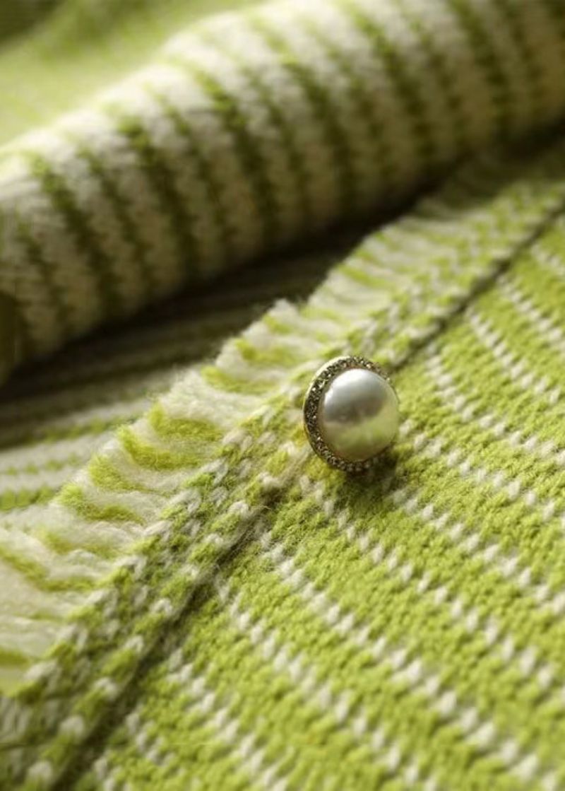 Mooie Groene Katoenen Jassen Met O-hals En Patchwork Herfst - Dames cardigans