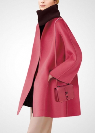 Mooie Roze Oversized Zakken Wollen Jassen Winter