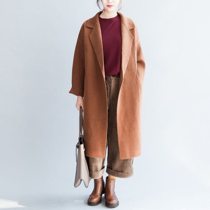 Steenrode Lange Wollen Jassen Oversized Wintervesten