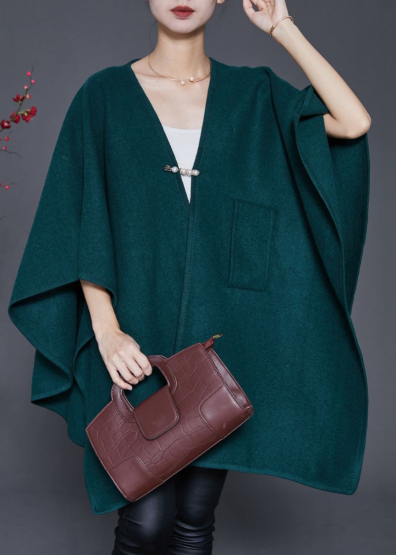 Stijl Zwartachtig Groen Oversized Wollen Vest Winter