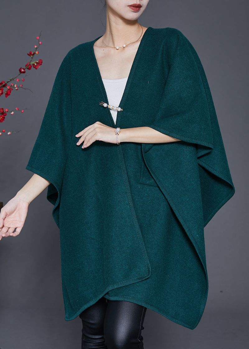 Stijl Zwartachtig Groen Oversized Wollen Vest Winter - Dames cardigans