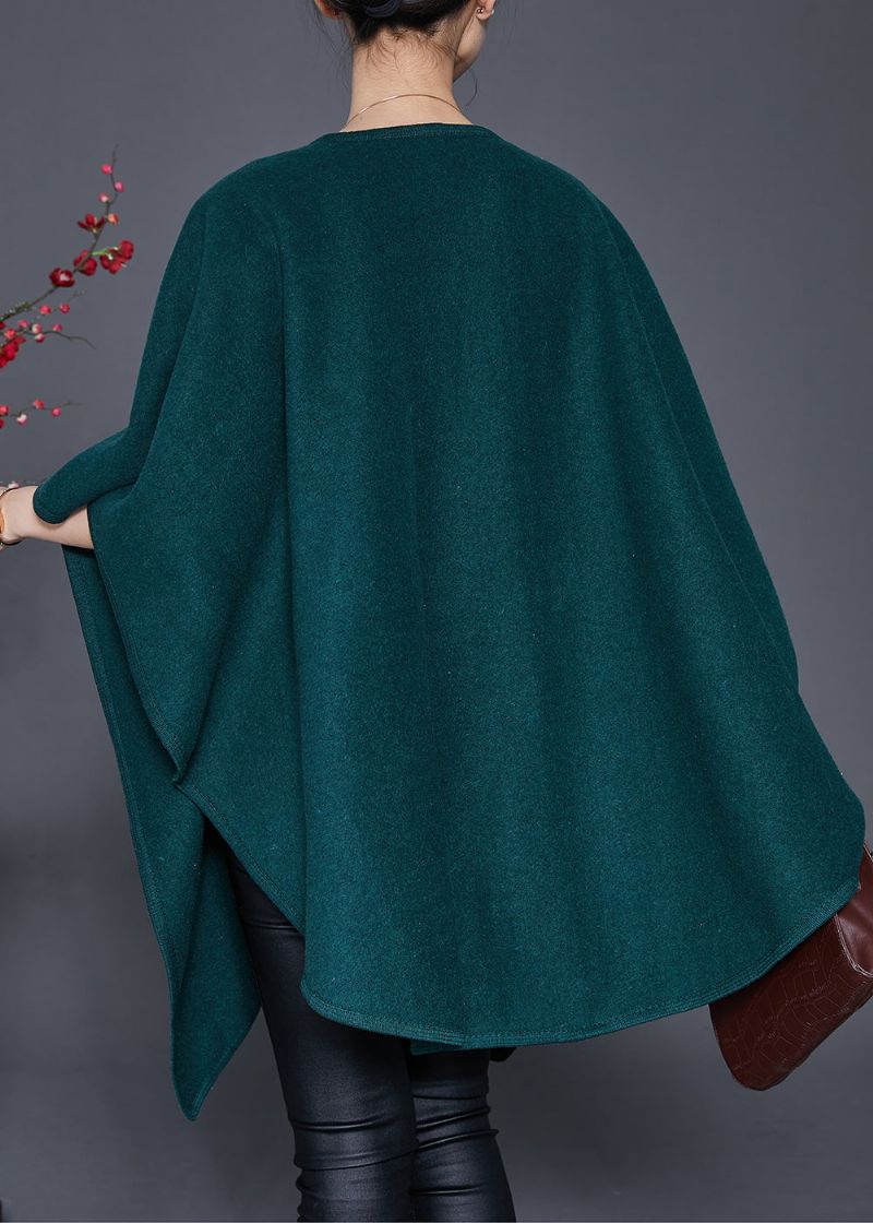 Stijl Zwartachtig Groen Oversized Wollen Vest Winter - Dames cardigans