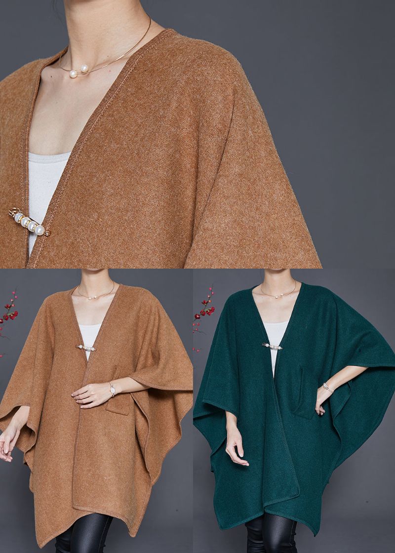 Stijl Zwartachtig Groen Oversized Wollen Vest Winter - Dames cardigans