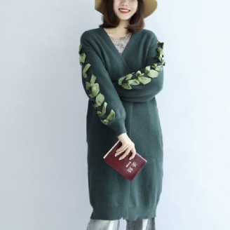 Stijlvolle Groene Oversized Gebreide Vesten Plus Size Truijassen