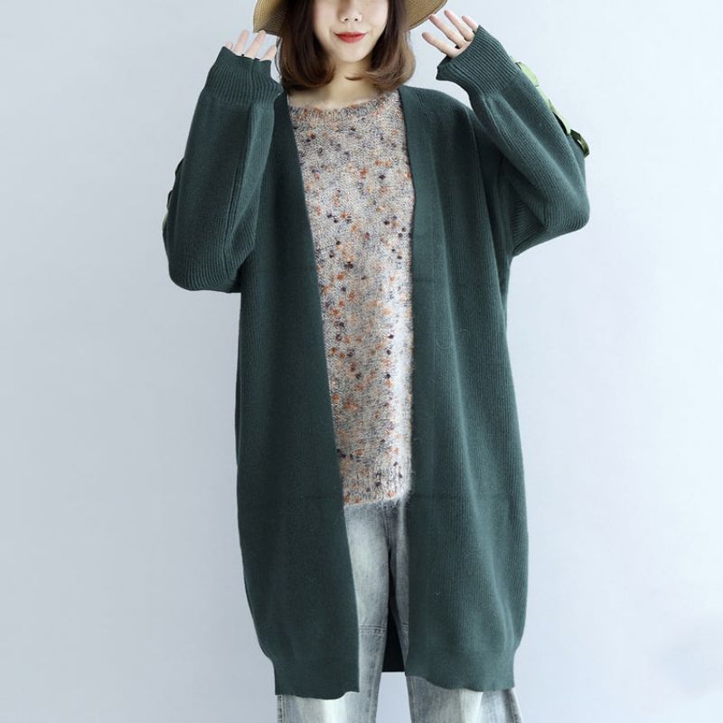 Stijlvolle Groene Oversized Gebreide Vesten Plus Size Truijassen - Steenrood