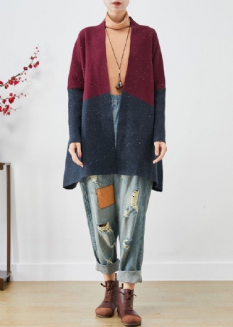 Stijlvolle Mulberry Oversized Patchwork Gebreide Vesten Met Vleermuismouwen