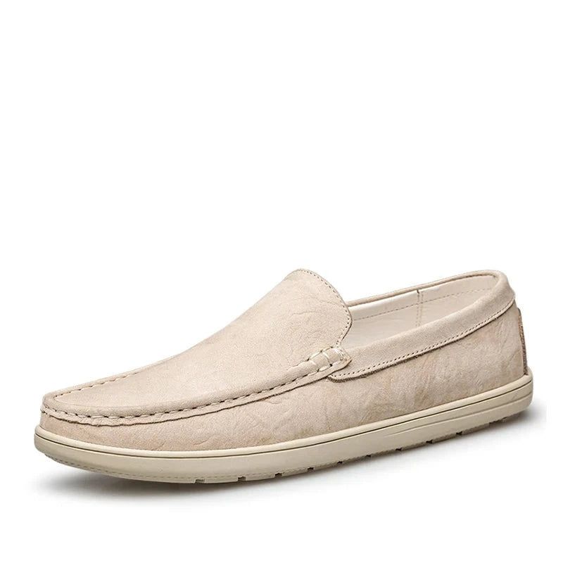 Casual Lente Herenschoenen Instappers Van Echt Leer Comfortabele Handgemaakte Designerschoenen - Beige