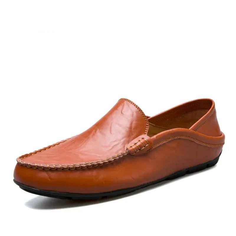 Comfortabele Handgemaakte Lederen Schoenen Casual Herenflats Design Man Bottom Herenschoenen - Rood Bruin