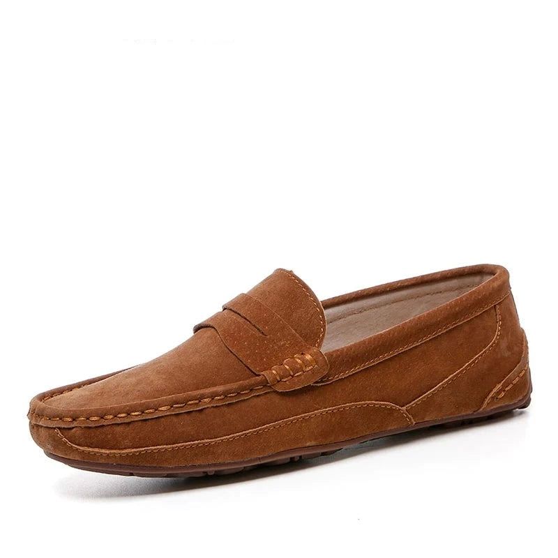 Echt Lederen Heren Casual Schoenen Luxe Merk Herenloafers - Donkerbruin