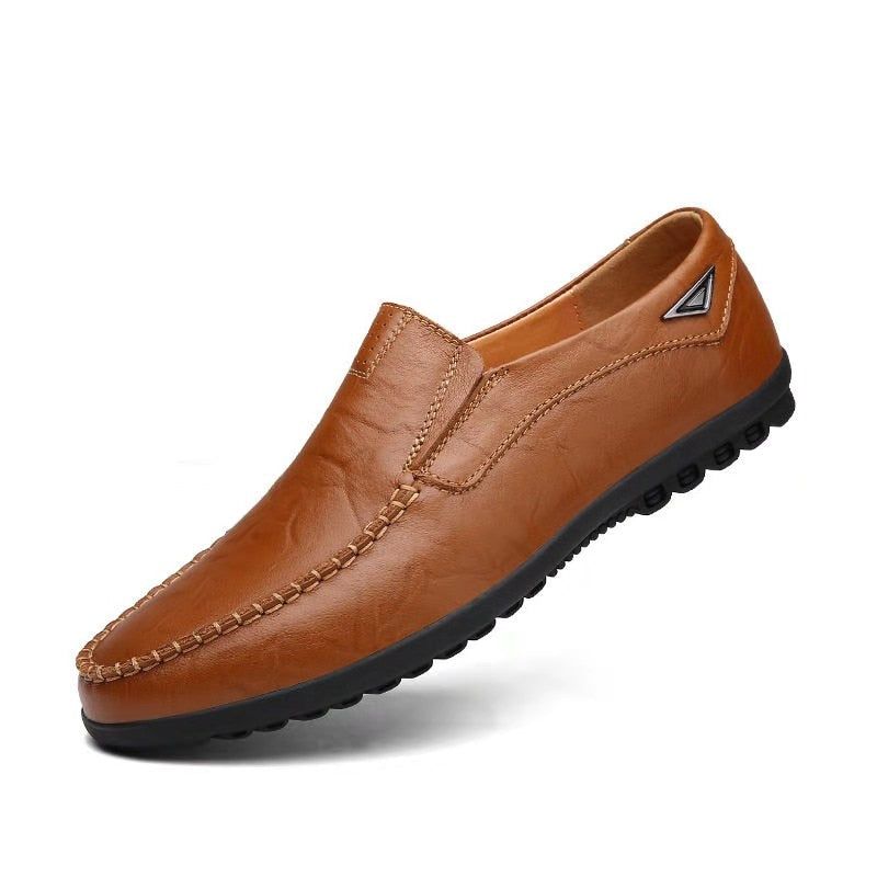 Echt Lederen Herenschoenen Casual Luxe Italiaanse Herenloafers Mocassins Ademende Instapbootschoenen - Zwart