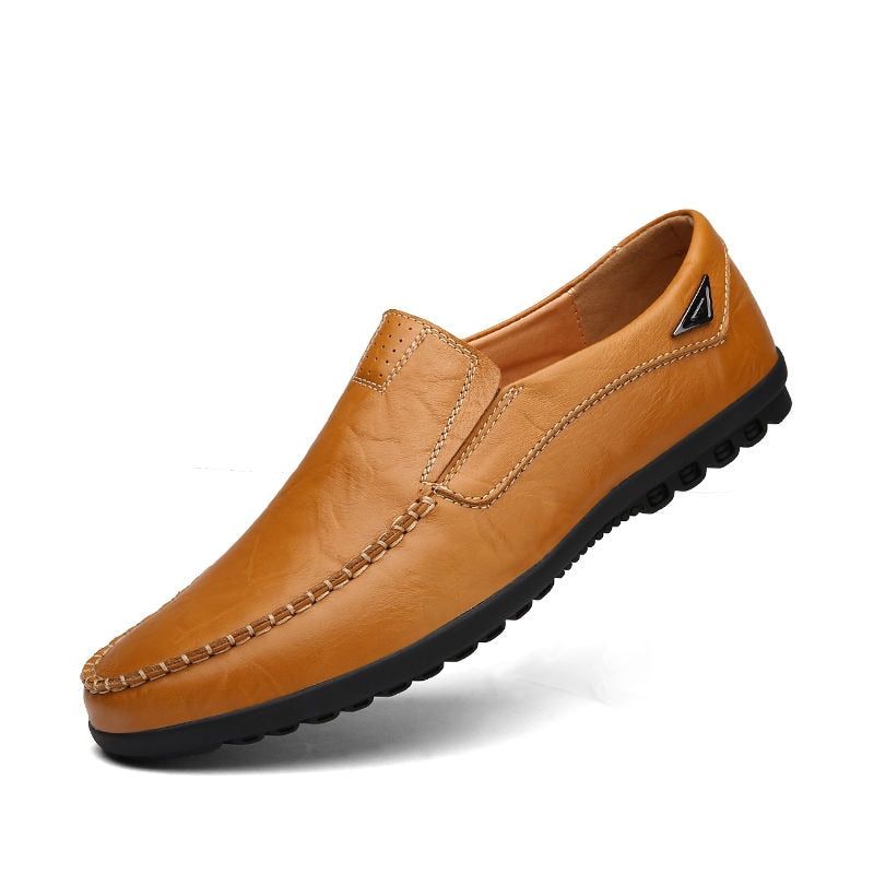 Echt Lederen Herenschoenen Casual Luxe Italiaanse Herenloafers Mocassins Ademende Instapbootschoenen - Zwart