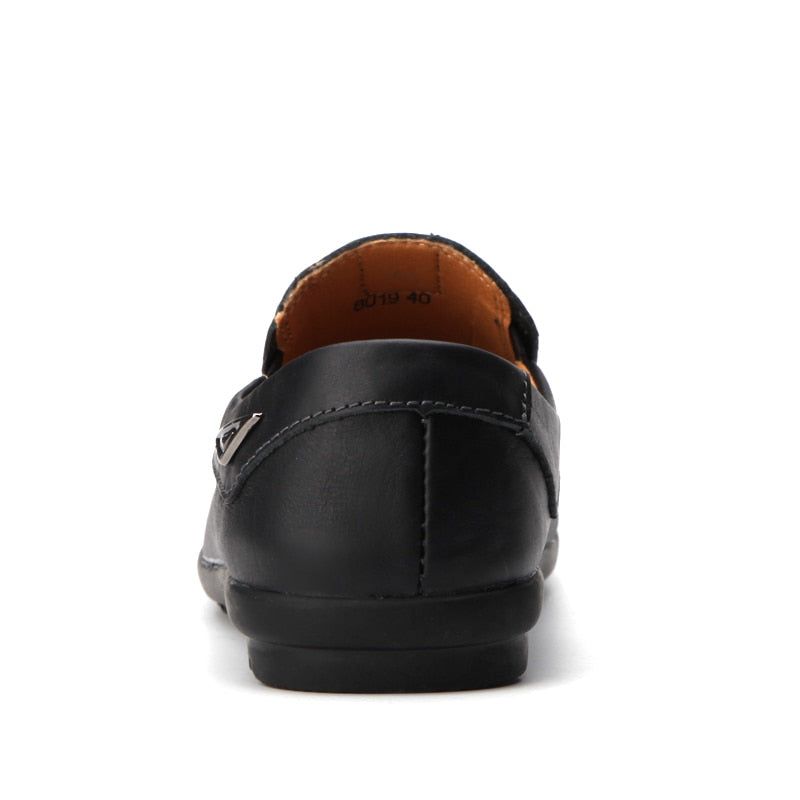 Echt Lederen Herenschoenen Casual Luxe Italiaanse Herenloafers Mocassins Ademende Instapbootschoenen - Zwart