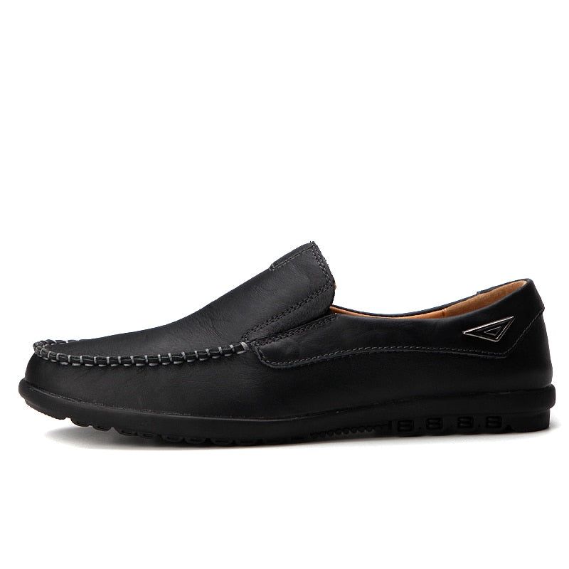 Echt Lederen Herenschoenen Casual Luxe Italiaanse Herenloafers Mocassins Ademende Instapbootschoenen - Zwart