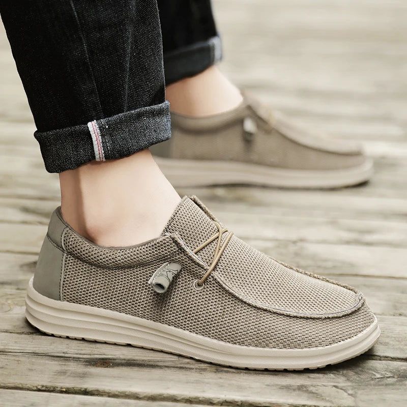 Heren Instapper Canvas Schoenen Loafers Meest Populaire Prime - Zwart