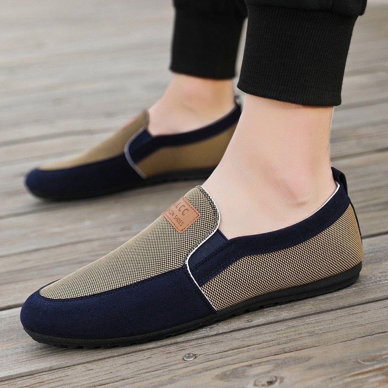 Heren Vrijetijdsschoenen Lente Herfst Canvas Trend Veelzijdige Studentenloafers Schoenen - Kaki