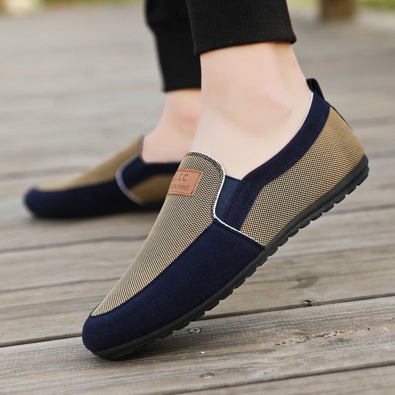 Heren Vrijetijdsschoenen Lente Herfst Canvas Trend Veelzijdige Studentenloafers Schoenen - Kaki