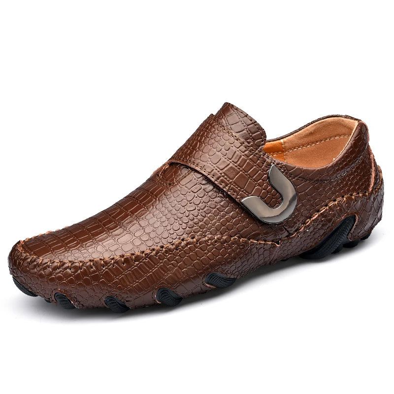 Klassieke Herenschoenen Zwart Lederen Instapper Casual Loafers Hasp Mannelijke Flats Bruin - Bruin