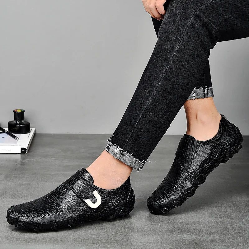 Klassieke Herenschoenen Zwart Lederen Instapper Casual Loafers Hasp Mannelijke Flats Bruin - Bruin