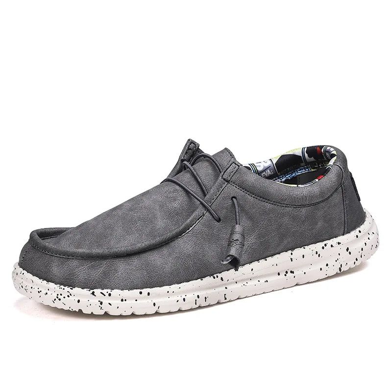 Leren Vrijetijdsschoenen Heren Dude Loafers Streetstyle Herenslip-ons - Grijs