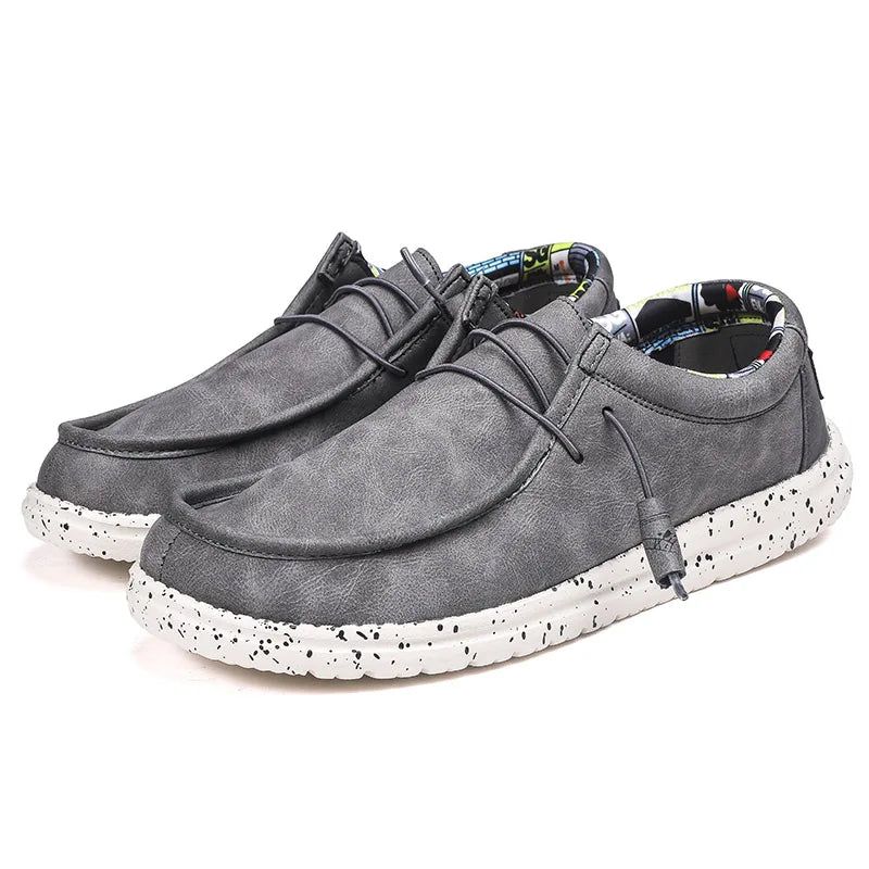 Leren Vrijetijdsschoenen Heren Dude Loafers Streetstyle Herenslip-ons - Grijs