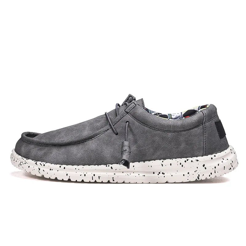 Leren Vrijetijdsschoenen Heren Dude Loafers Streetstyle Herenslip-ons - Grijs