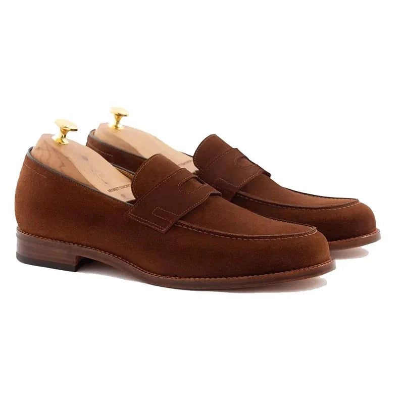 Loafers Solide Zakelijke Schoenen Kantoorfeest Origineel Echt Leer Beste Designer Handgemaakte Voor Heren - Bruin