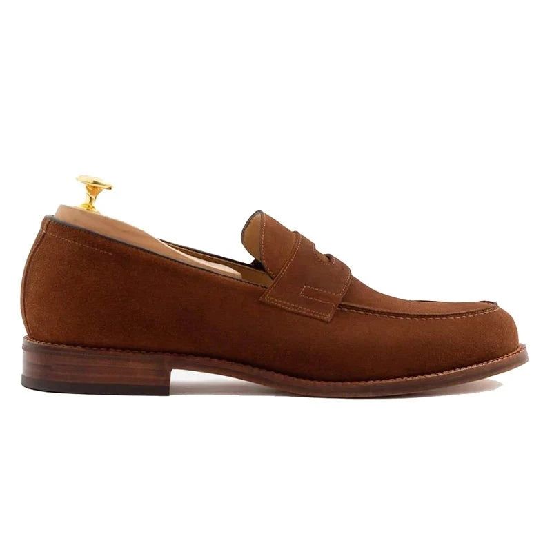 Loafers Solide Zakelijke Schoenen Kantoorfeest Origineel Echt Leer Beste Designer Handgemaakte Voor Heren - Bruin