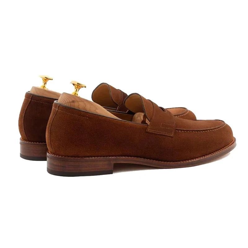 Loafers Solide Zakelijke Schoenen Kantoorfeest Origineel Echt Leer Beste Designer Handgemaakte Voor Heren - Bruin