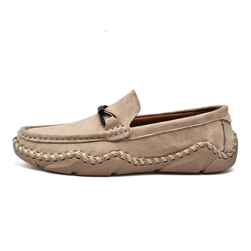 Luxe Merk Comfort Heren Loafers Lederen Flats Schoenen Causaal - Kaki